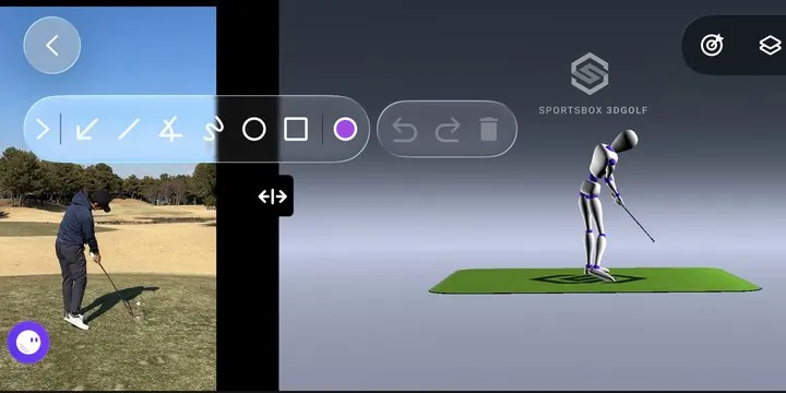 Sportsbox AIの3Dスイング解析画面
